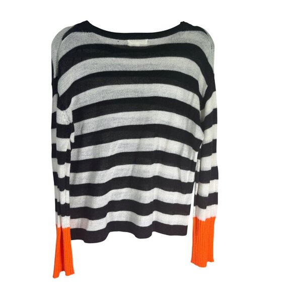 Striped Contrast Sweater With Orange Cuffs By Little Lies Anthropologie - Picture 9 of 11